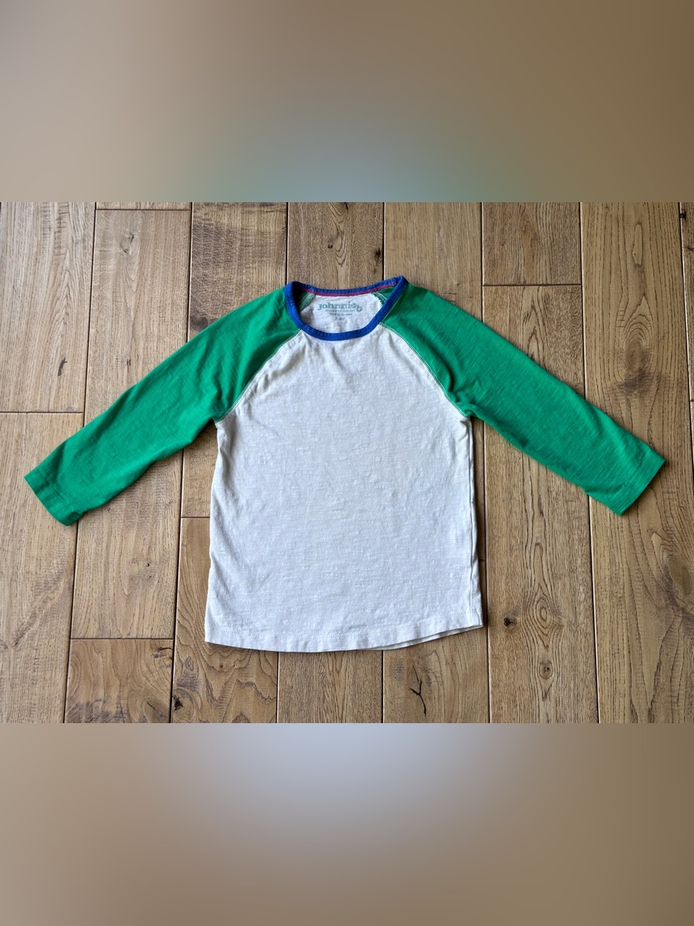 Johnnie B Green and White Raglan Shirt size 7-8
